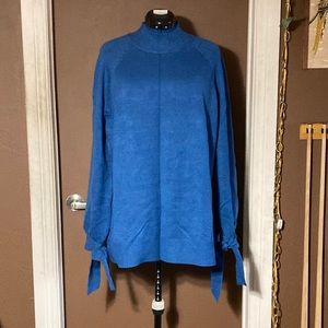 Blue tie sleeve sweater